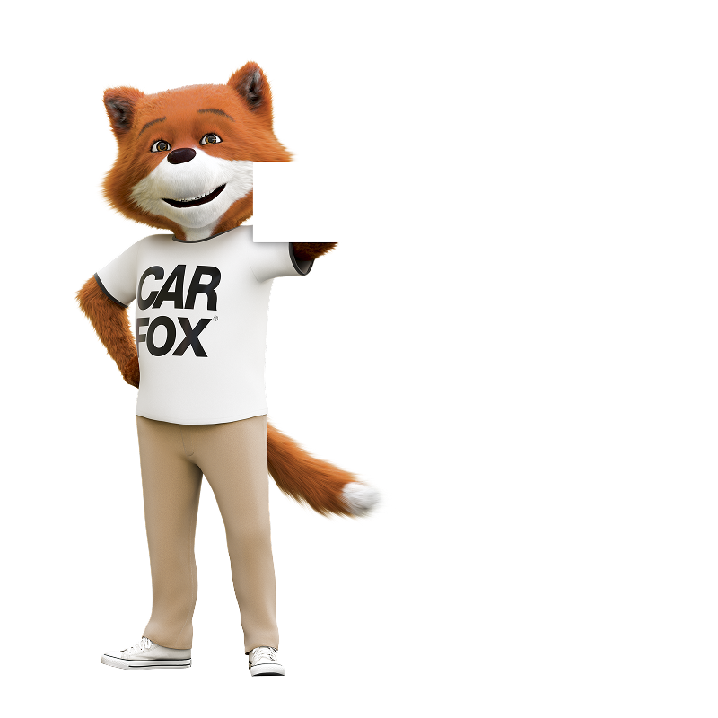 CARFAX Canada’s mascot, CAR FOX, holding lien check